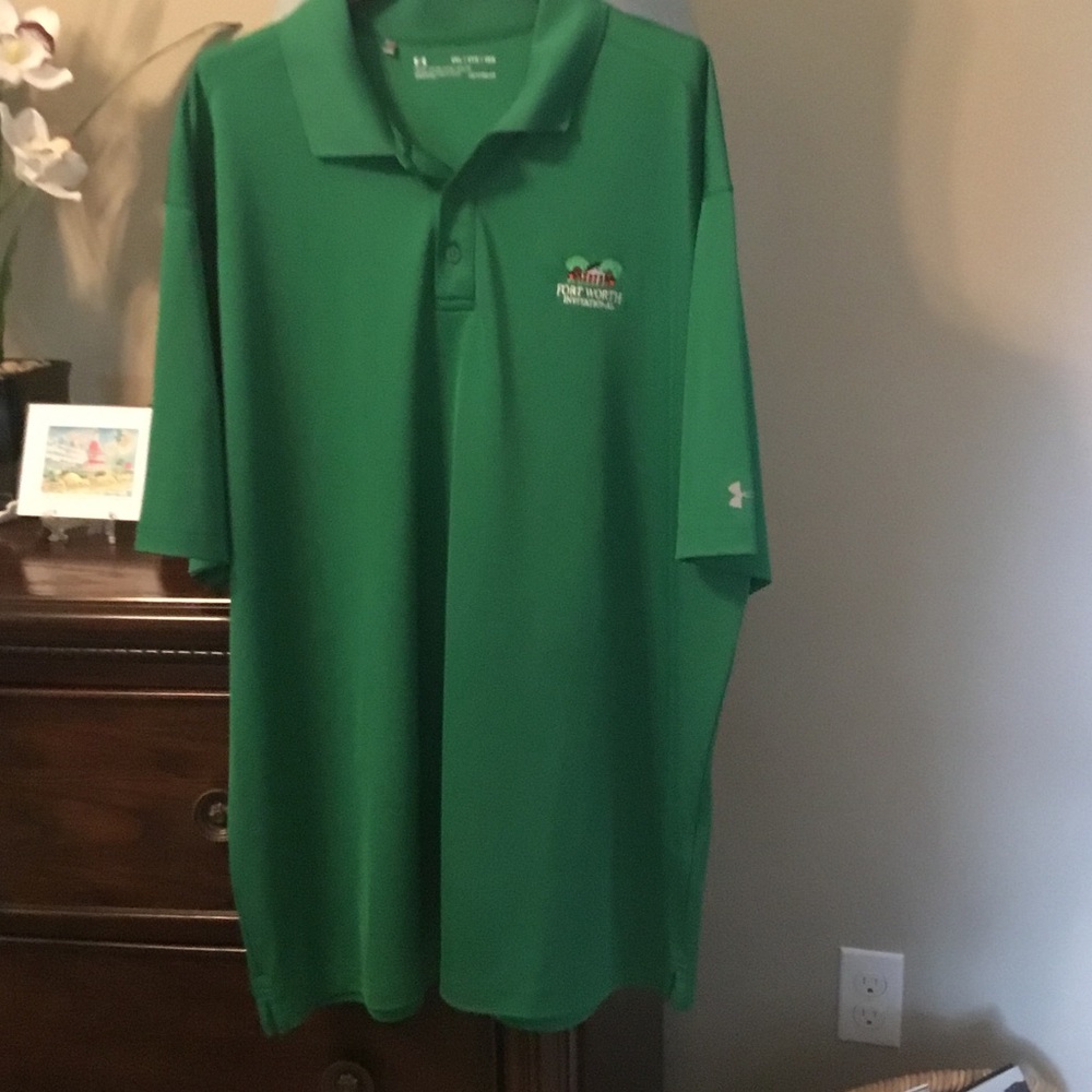 Under Armour-EUC-Men's Kelly Green Polo w/Embroidered Fort Worth Invitational